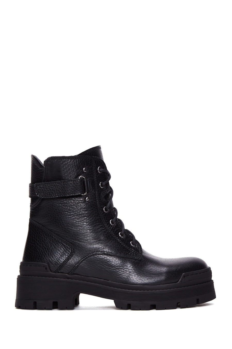 Women's Black Leather Thick Soled Boots 23WFD181818 | Derimod