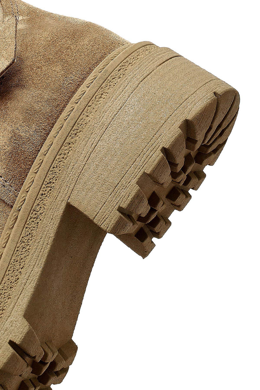 Woman Beige Zippered Thick-Soled Suede Leather Boat