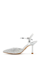 Women's Grey Ankle Buckle Braided Thin Heeled Shoes | Derimod