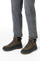 Geox Men Khaki A Granito + Grip B Abx D - Sue Lace Leather Outdoor Boot | Derimod
