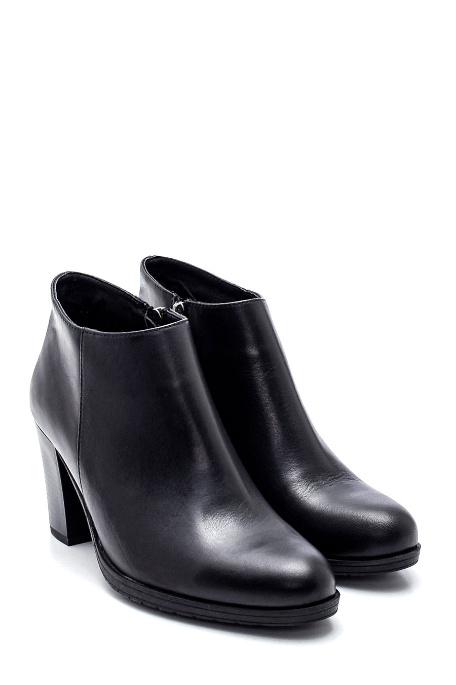 Women's Leather Zippered Heeled Boots