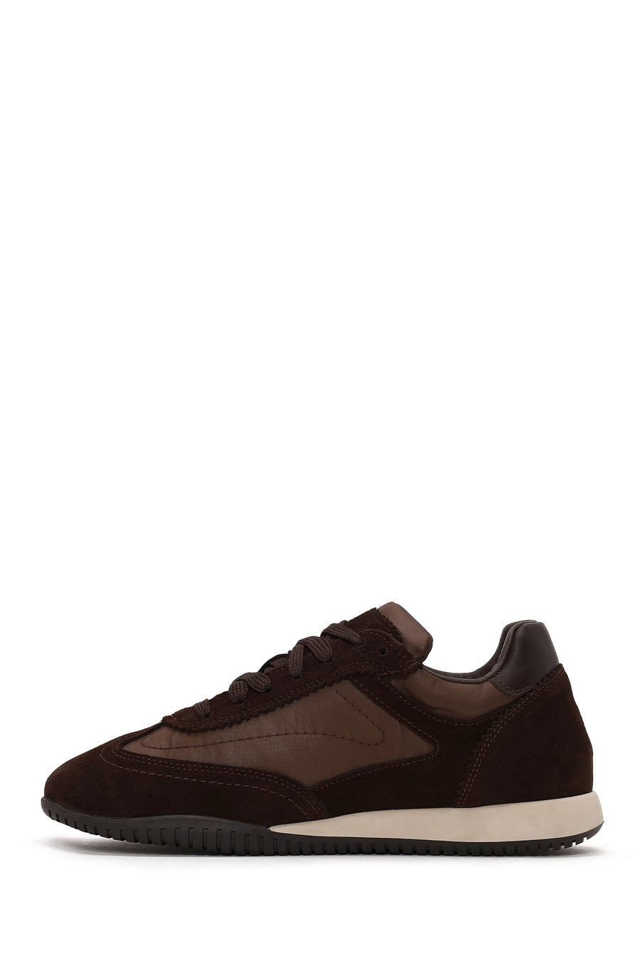 Woman Brown Lace-up Suede Leather Sneaker