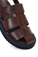 Men's Brown Leather Sandals | Derimod