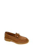 Woman Tan Beaded Suede Loafer | Derimod