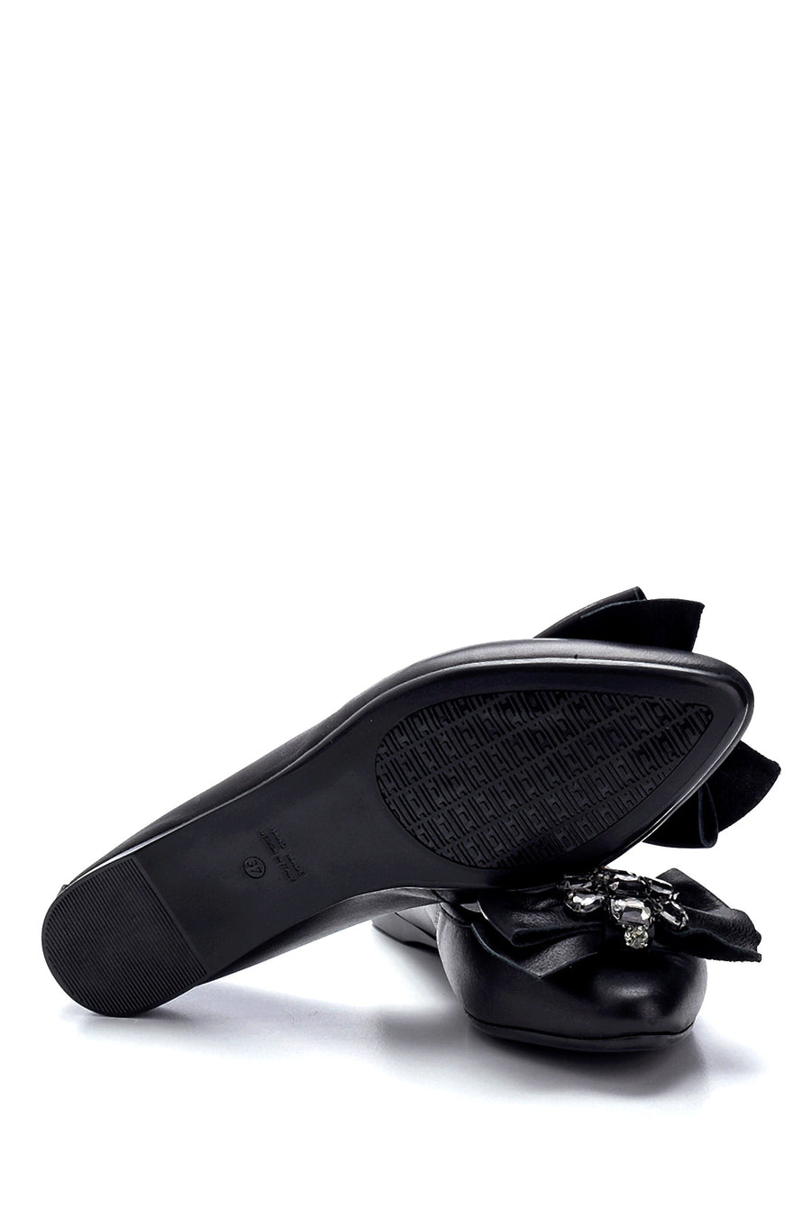 Women's Leather Stone Detailed Ballerinas