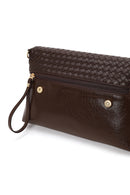Woman Brown Long-Strap Woven Crossbody Bag | Derimod