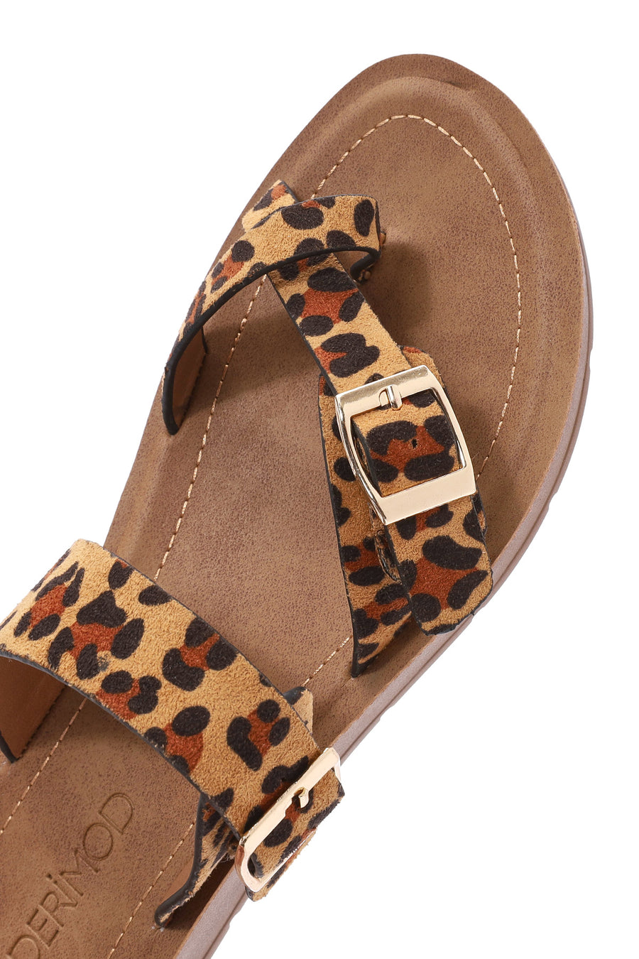 Women's Leopard Patterned Suede Flip Flops