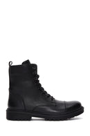 Men's Black Leather Zippered Boots | Derimod