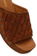 Woman Taba Short Thick-Heeled Suede Slipper | Derimod