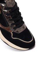 Kadın Siyah Bağcıklı Dolgu Topuklu Sneaker | Derimod