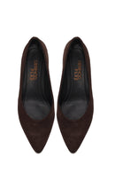 Derimod Flex Woman Brown Short Thick-Heeled Suede Stiletto | Derimod