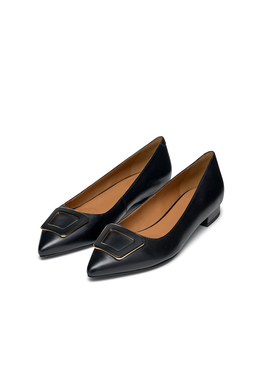 Geox Women's Black Charyssa Buckle Detailed Leather Ballerinas
