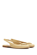 Women's Beige Leather Open-Back Ballerinas | Derimod