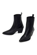 Woman Black Chunky-Heeled Leather Chelsea Boots | Derimod