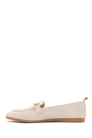 Women's Beige Leather Buckle Classic Loafer | Derimod
