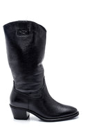 Women's Leather Cowboy Heeled Boots | Derimod