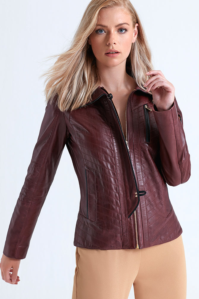 Belair Women's Leather Jacket 19WGE5806U4 | Derimod