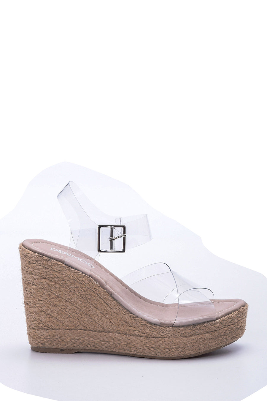 Women's Transparent Strappy Wedge Heeled Sandals