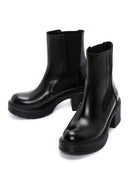 Women's Black Leather Heeled Chelsea Boots | Derimod
