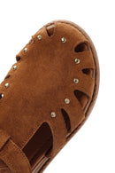 Women's Tan Ankle Strap Suede Leather Sandals | Derimod