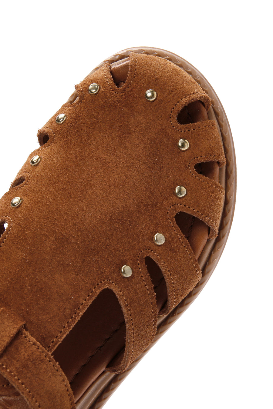 Women's Tan Ankle Strap Suede Leather Sandals