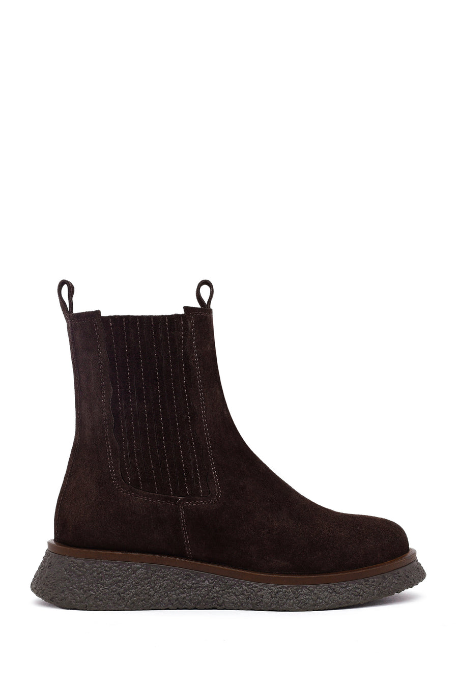 Woman Brown Thick-Soled Suede Chelsea Boots WF450006DS | Derimod