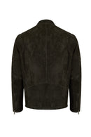 Lorenzo Male Gray Stand Collar Suede Leather Jacket | Derimod