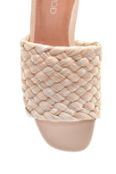 Women's Beige Straw Flat Slippers | Derimod