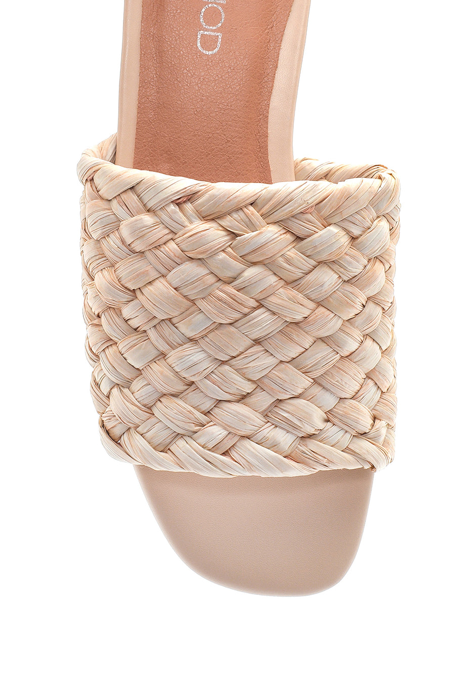 Women's Beige Straw Flat Slippers