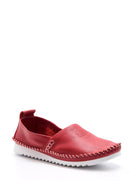 Women's Leather Loafer with Stitching Detail | Derimod