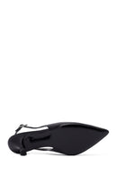 Woman Black Slingback Stiletto Heel Leather Shoe | Derimod