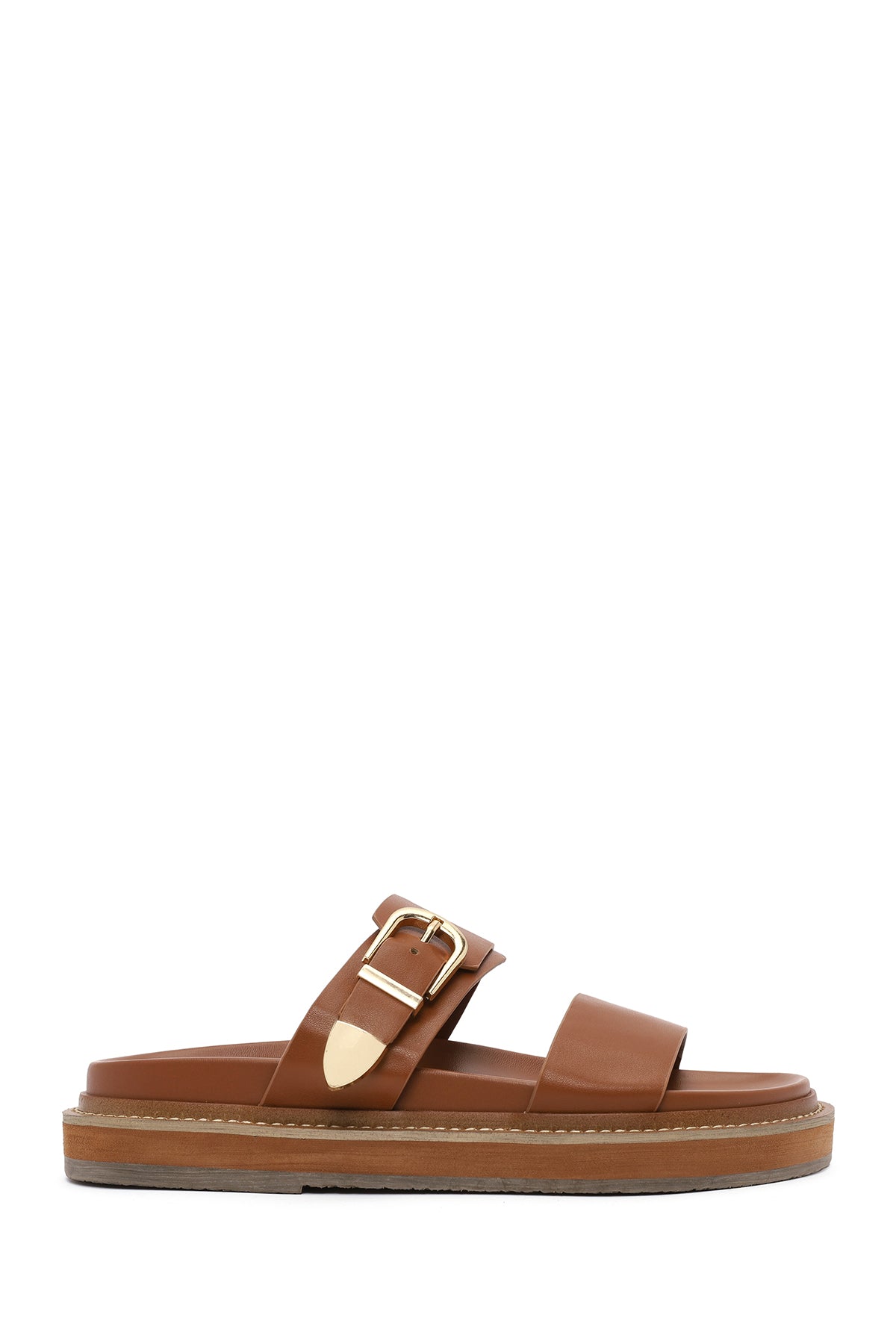 Women's Tan Buckled Slippers 25SFE492418 | Derimod