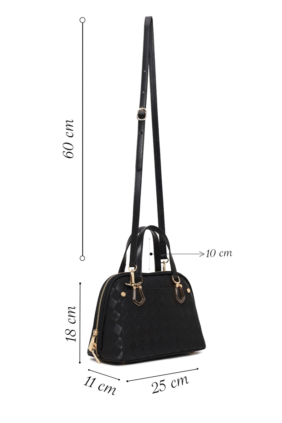 Woman Black Long-Strap Printed Shoulder Bag