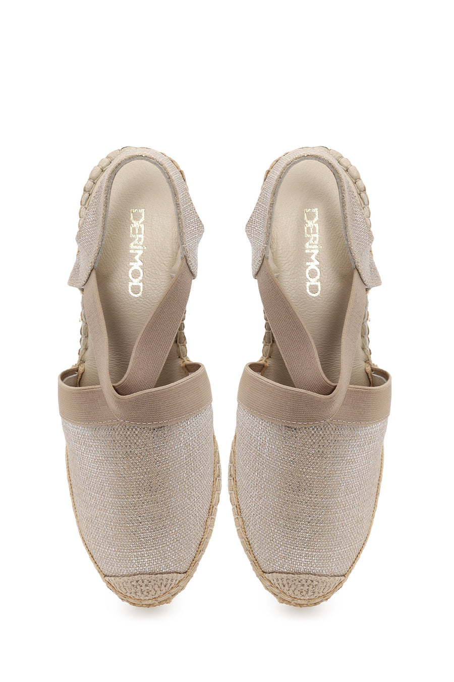 Woman Beige Shiny Wedge-heeled Espadrilles
