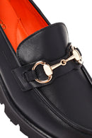 Derimod Flex Women's Black Leather Masculine Loafer | Derimod