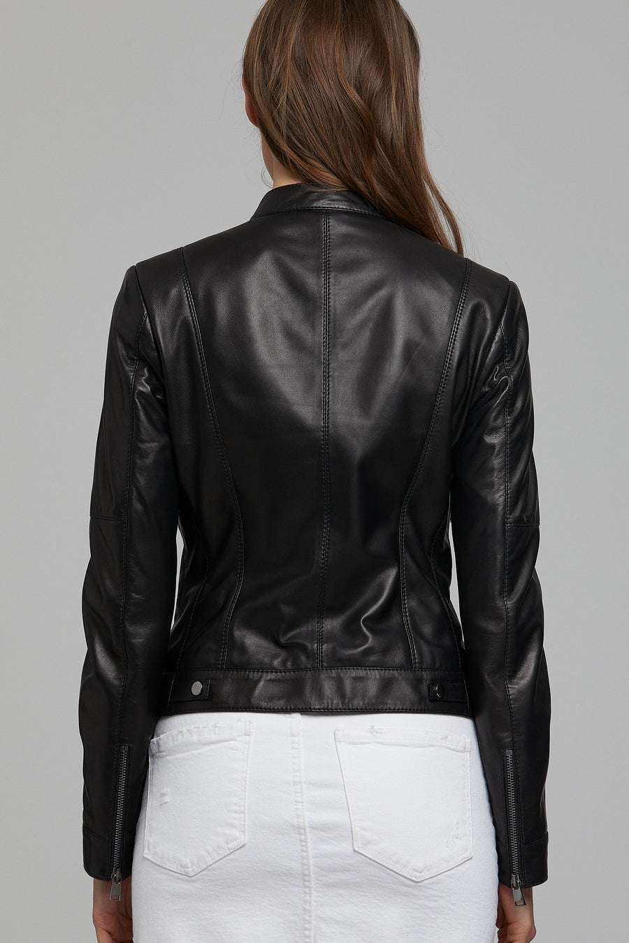 Ella Women's Black Stretch-Fit Leather Jacket