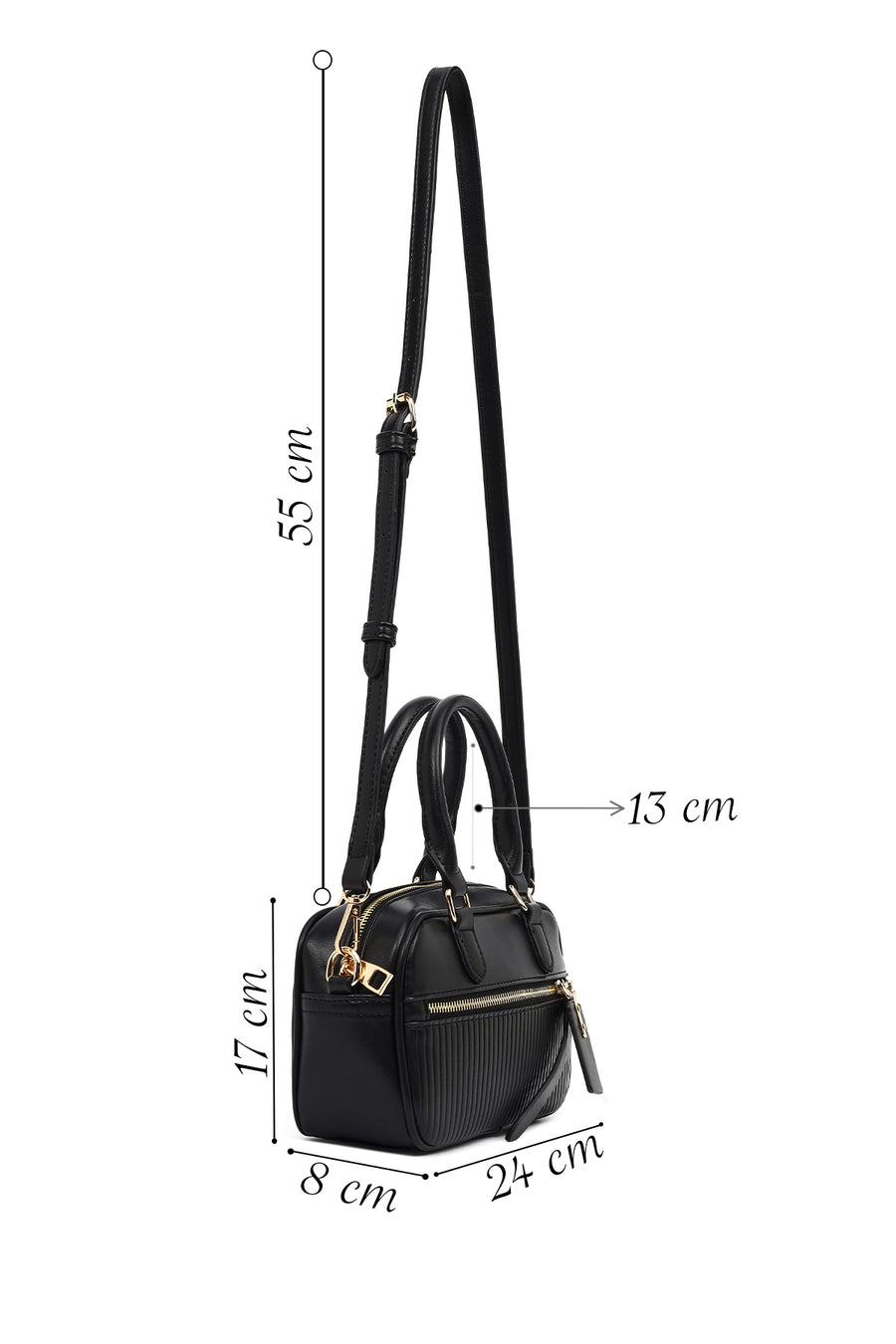 Women's Black Long Strap Shoulder Bag