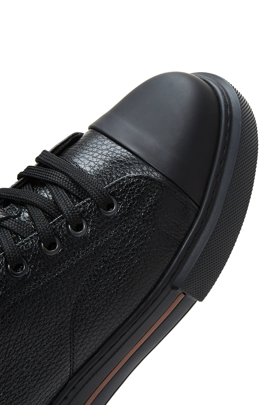 Erkek Siyah Deri Kalın Tabanlı Sneaker