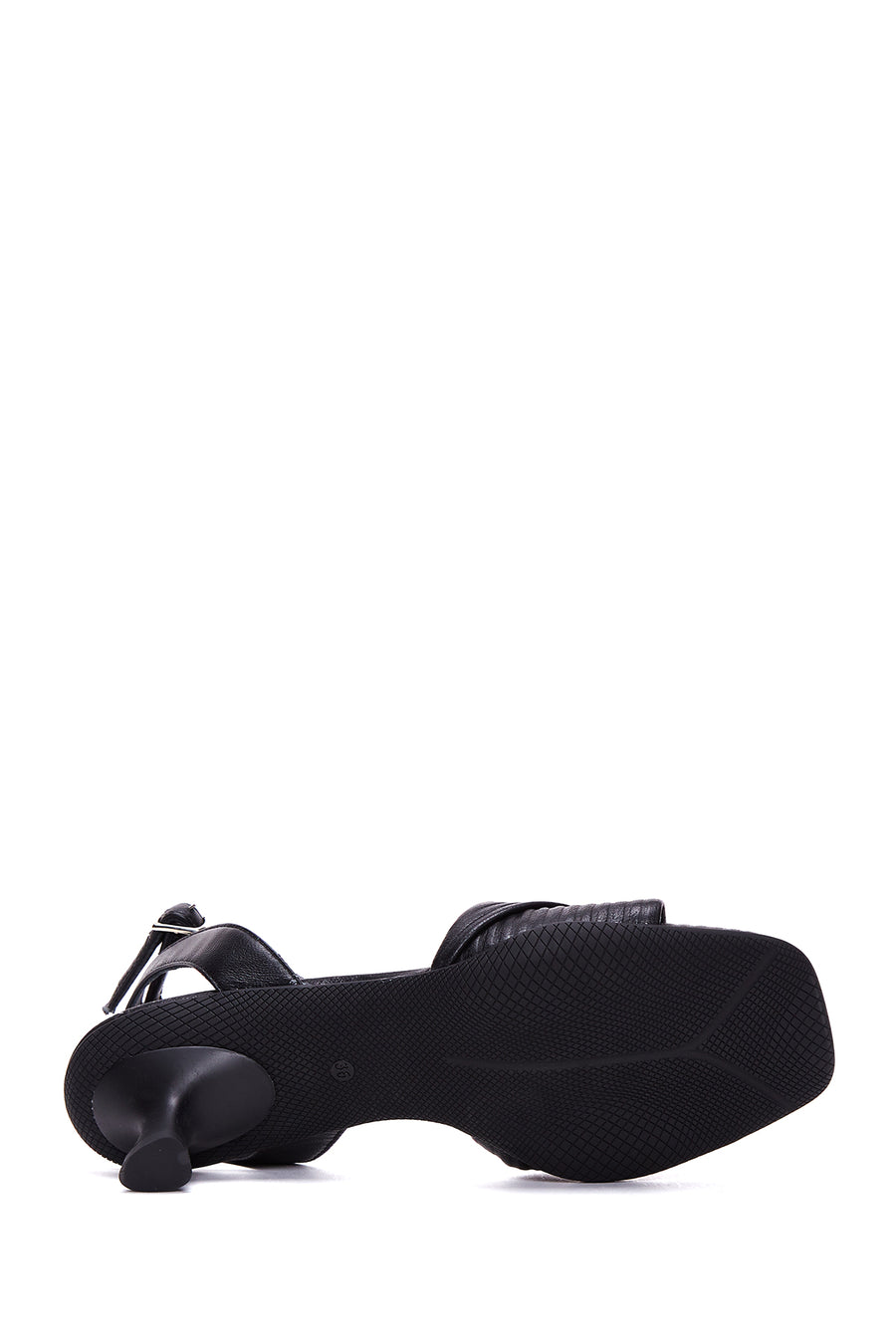 Women's Black Leather Low Heel Sandals