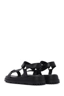 Women's Black Ankle Strap Leather Comfort Sandals | Derimod