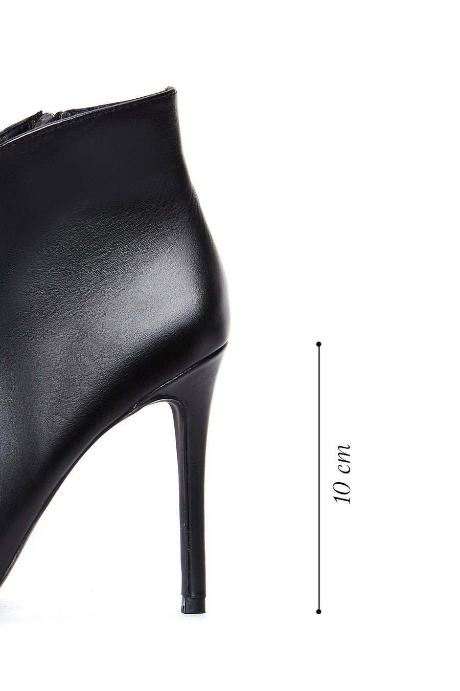 Women's Black Leather Thin High Heeled Bootie