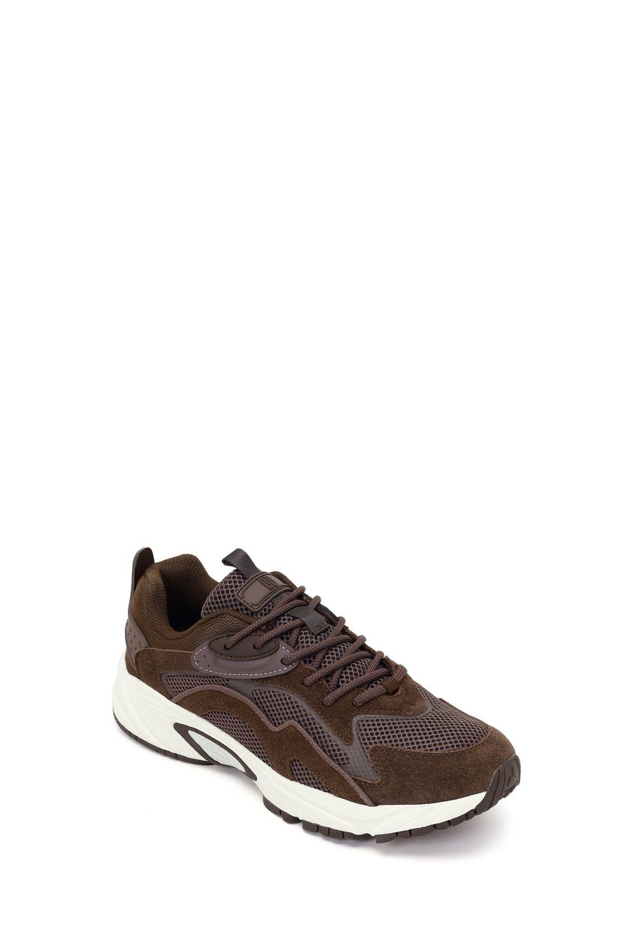 Male Brown Lace-Up Thick-Soled Leather Sneaker
