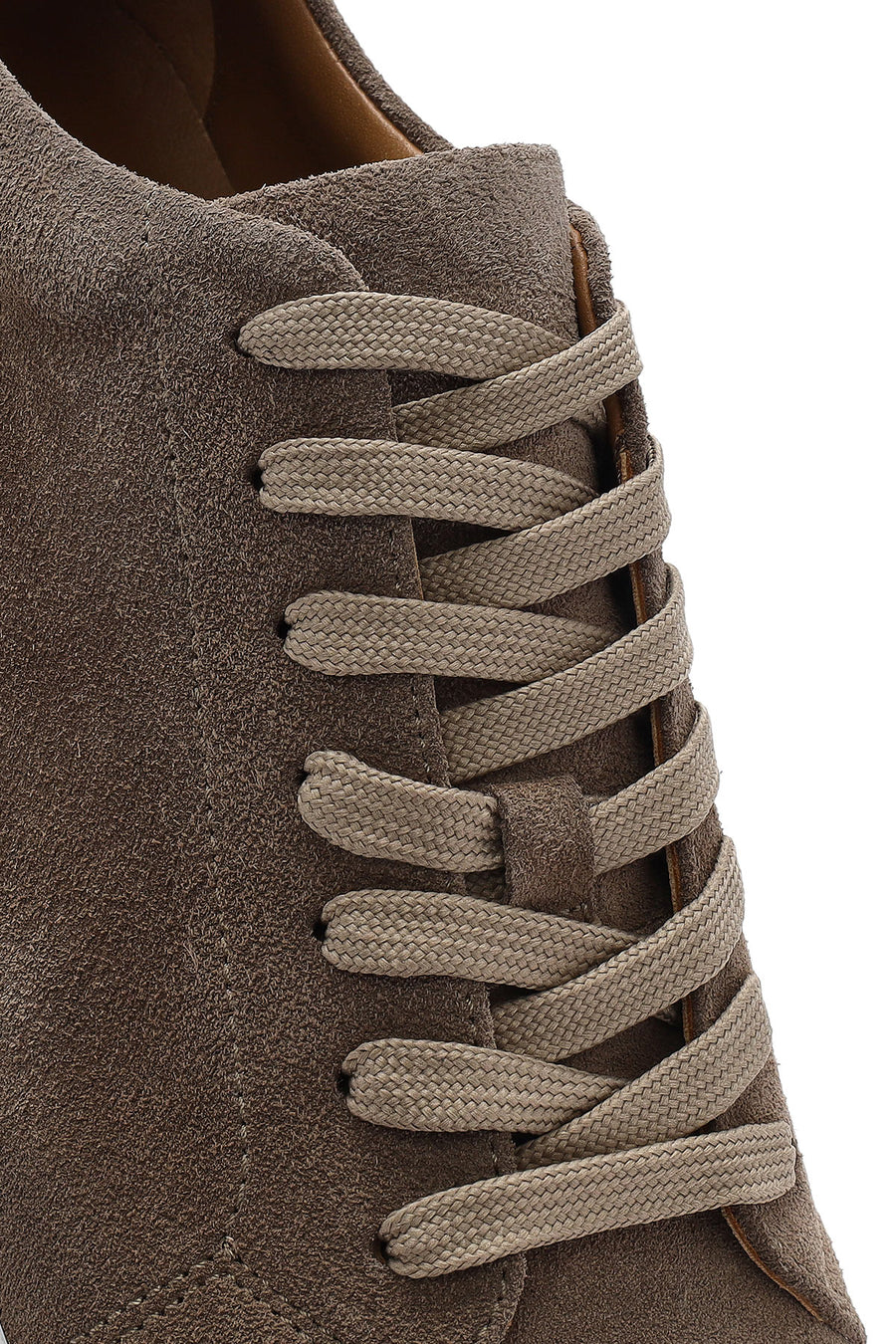 Erkek Bej Bağcıklı Süet Deri Sneaker