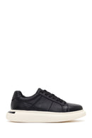 Men's Black Lace-up Thick-Sole Leather Sneaker | Derimod