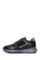 Women's Black Suede Detailed Leather Sneaker | Derimod