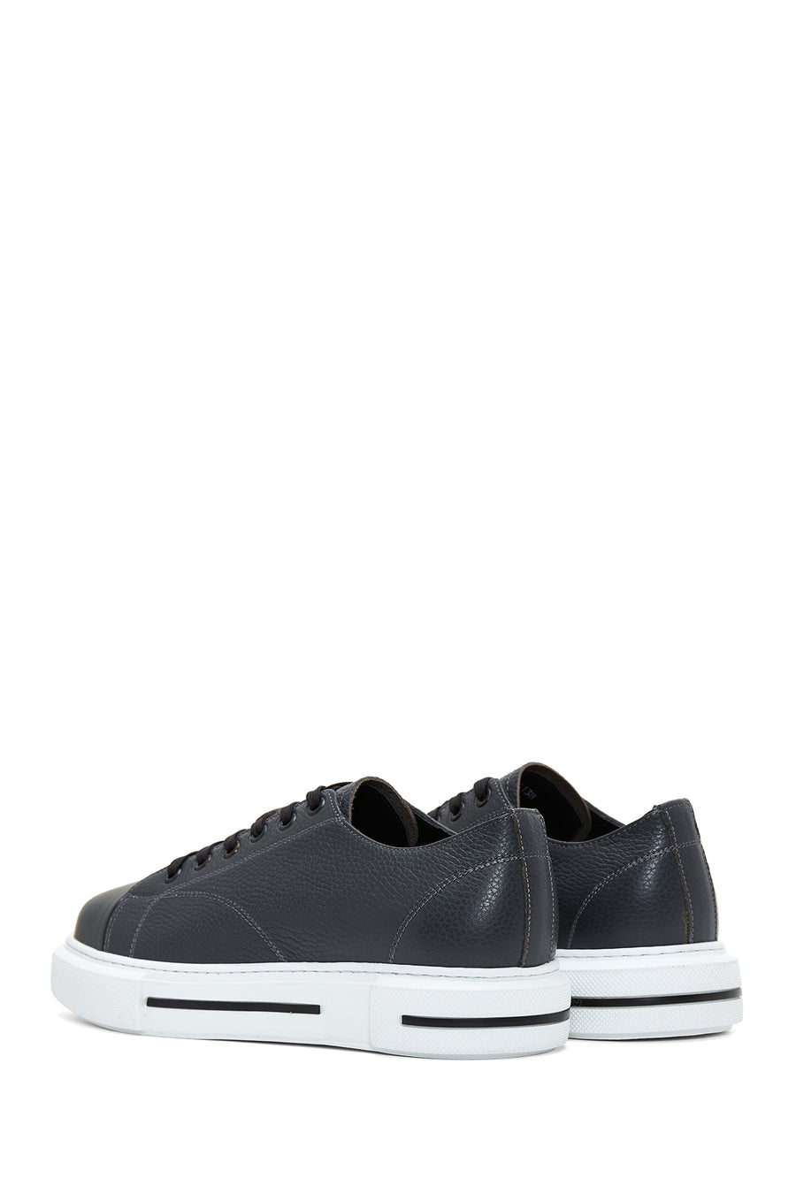 Men's Gray Leather Thick Soled Sneaker