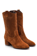 Women's Suede Leather Heeled Boots | Derimod