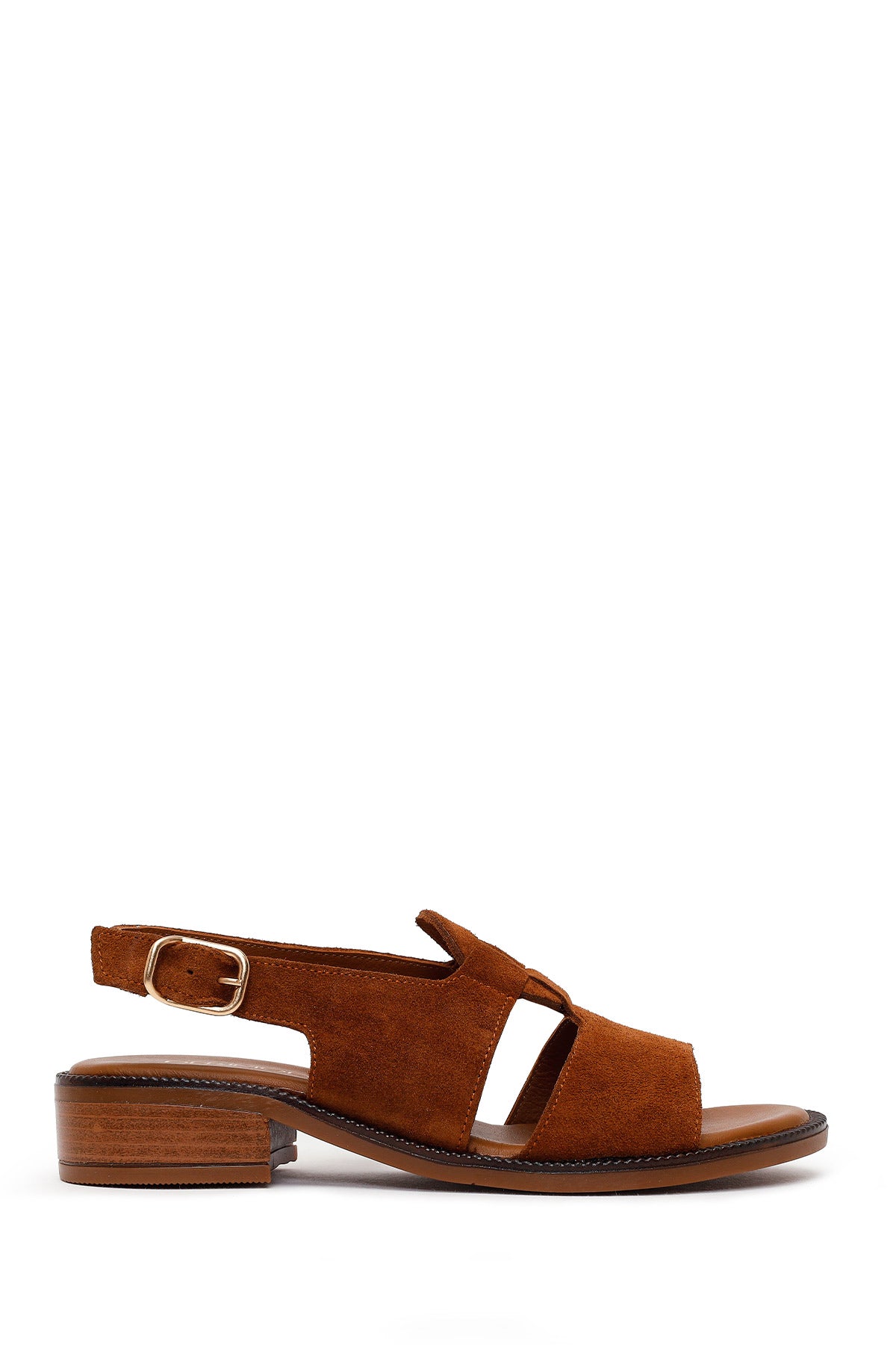 Women's Tan Suede Leather Sandals with Buckle 26SFD204710 | Derimod