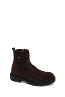 Male Brown Zip Closure Thick-Soled Suede Combat Boots | Derimod