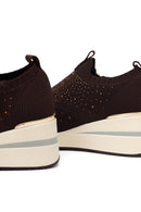 Derimod Zero Women's Brown Zippered Platform Fabric Sneaker | Derimod